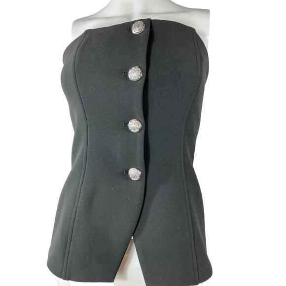 Veronica Beard 'Forman' Black Polyester Strapless Fitted Top Size 2 - Picture 2 of 4